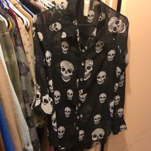 Sheer skull button up